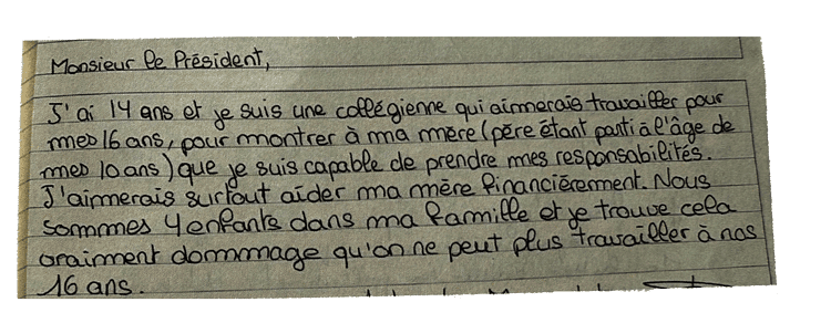 J&rsquo;ai 14 ans et je suis une collégienne qui aimerais travailler…